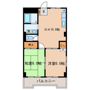 マンション如月(2LDK/4階)の間取り写真