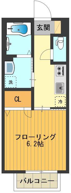VILLAGE KAZN一番館(1K/2階)の間取り写真