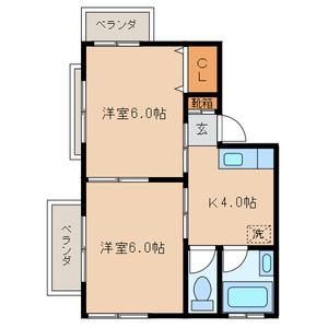 サンハイツ(2K/1階)の間取り写真