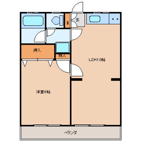 正美サンハイツ(1LDK/2階)の間取り写真