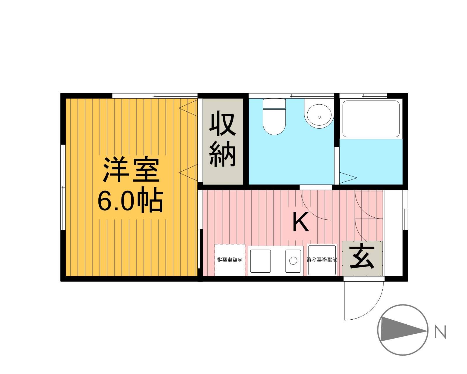 メゾンさつき(1K/1階)の間取り写真