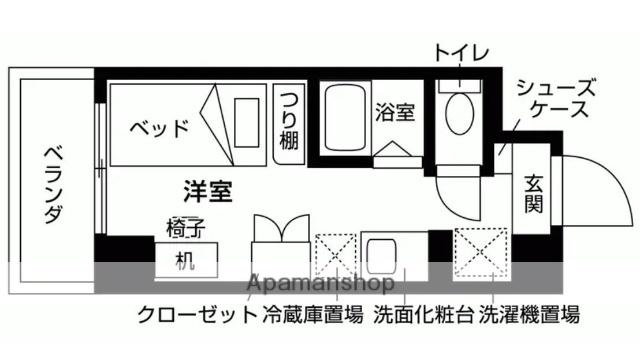 プライマルD三鷹(ワンルーム/4階)の間取り写真
