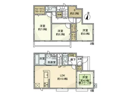 西武鉄道新宿線 東村山駅 徒歩12分 2階建 築3年(4SLDK)の間取り写真