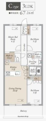 KDXレジデンス武蔵境Ⅱ(3LDK/1階)の間取り写真