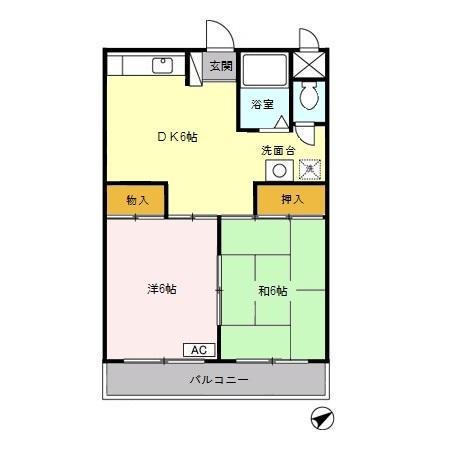 サンライズN(2DK/1階)の間取り写真