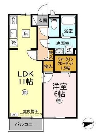 クレッセント・ガーデン(1LDK/1階)の間取り写真
