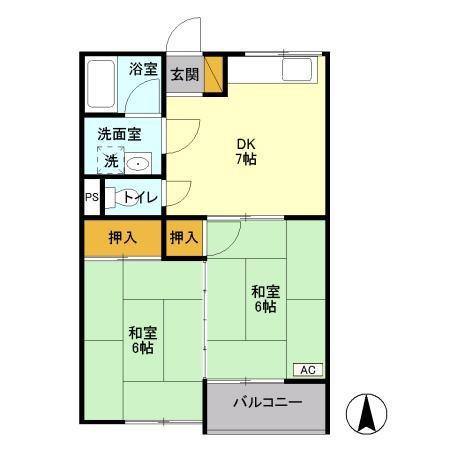 メゾン梨花(2DK/1階)の間取り写真