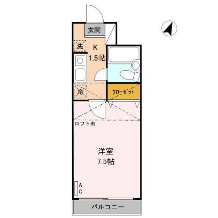 メゾンシャレー(1K/1階)の間取り写真