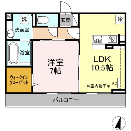 イーレクスN(1LDK/3階)の間取り写真