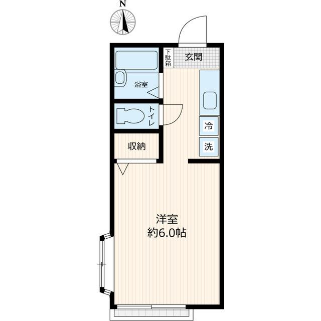 カサベルデクラス(ワンルーム/2階)の間取り写真
