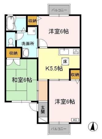 グランドールミツトヨ(3K/1階)の間取り写真