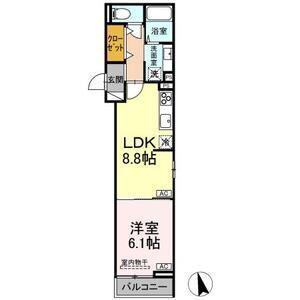 D-ROOM PREMIUM多磨霊園駅(1LDK/3階)の間取り写真