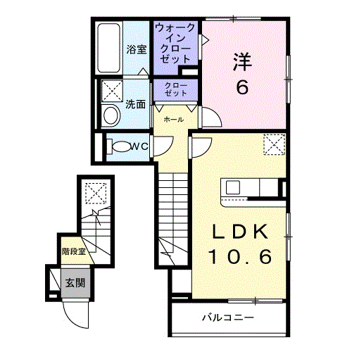 ヒカルサ小平栄町(1LDK/2階)の間取り写真