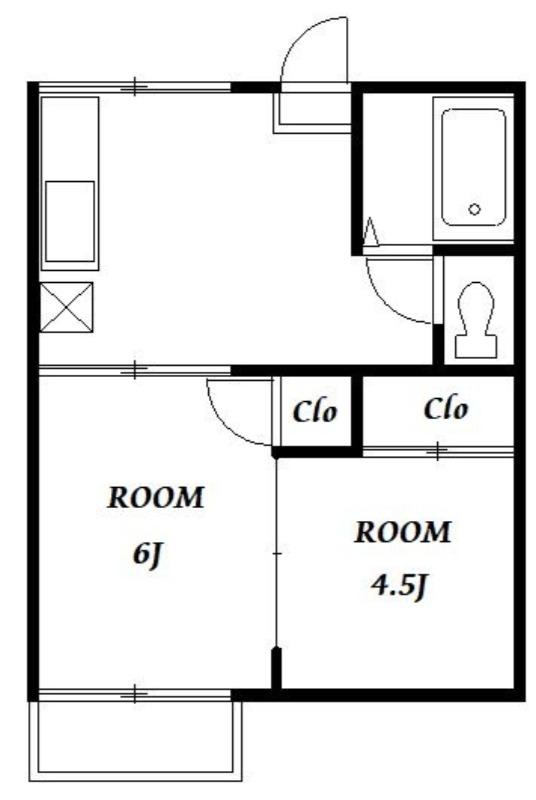 サニーコーポ(2K/2階)の間取り写真