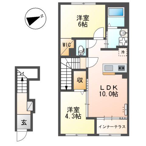 LA RECOLTE (2LDK/2階)の間取り写真