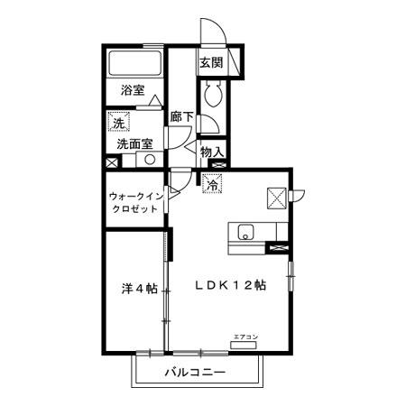花水木FG(1LDK/1階)の間取り写真