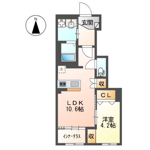 エルアンジェル(1LDK/1階)の間取り写真