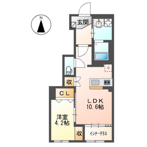 エルアンジェル(1LDK/1階)の間取り写真