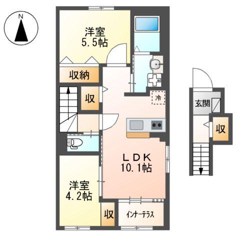エルアンジェル(2LDK/2階)の間取り写真