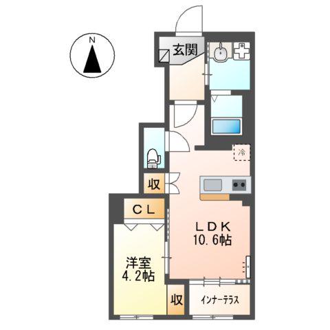 エルアンジェル(1LDK/1階)の間取り写真