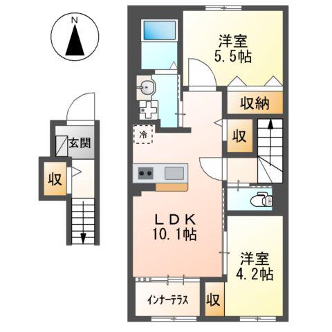 エルアンジェル(2LDK/2階)の間取り写真