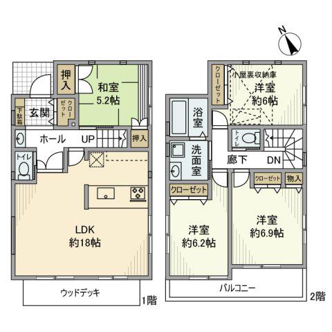 中央本線 西国分寺駅 徒歩17分 2階建 築12年(4LDK)の間取り写真