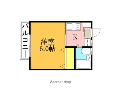 ハピネス小金井(1K/1階)の間取り写真