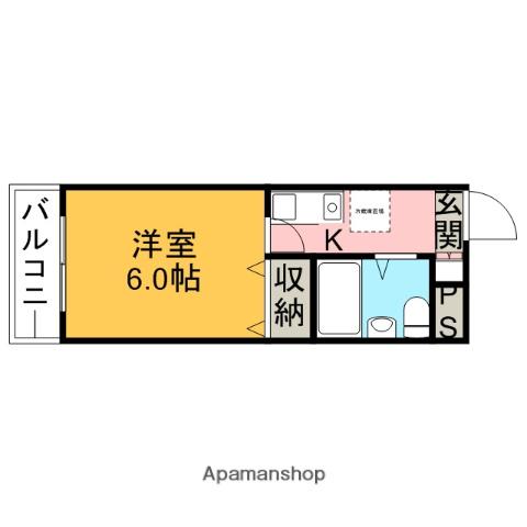 メビウスメルズ(ワンルーム/1階)の間取り写真