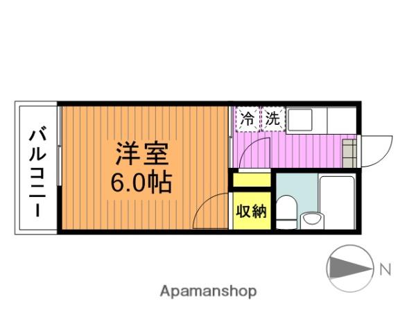 朋栄ハイツ(1K/2階)の間取り写真
