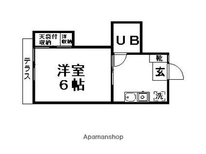 フラッツ武蔵野(1K/1階)の間取り写真