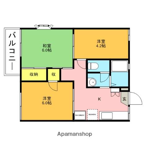 ロジ・カナールA棟(3K/2階)の間取り写真