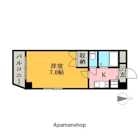 渡邊ビル(1K/6階)の間取り写真