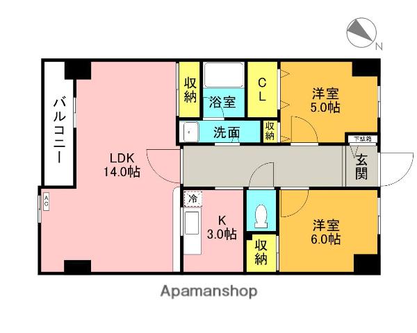 ディクレ平井(3DK/1階)の間取り写真