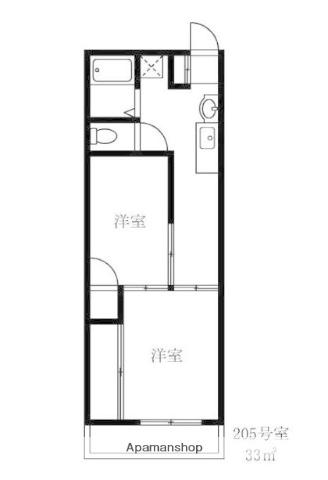 永和第10ビル(2K/2階)の間取り写真