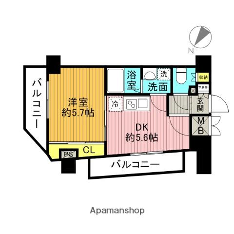 プレール・ドゥーク東京イースト(1DK/6階)の間取り写真