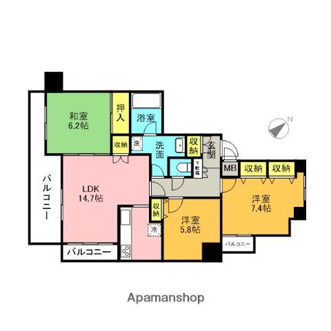 マノー蔵前リバーステージ(3LDK/11階)の間取り写真