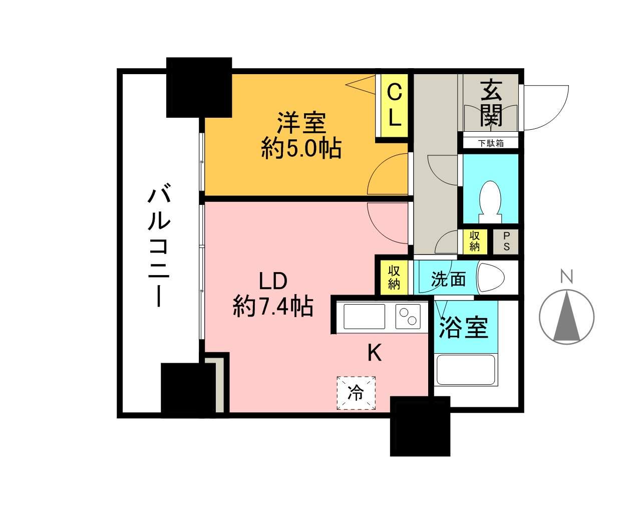 エスティメゾン大島(1LDK/2階)の間取り写真