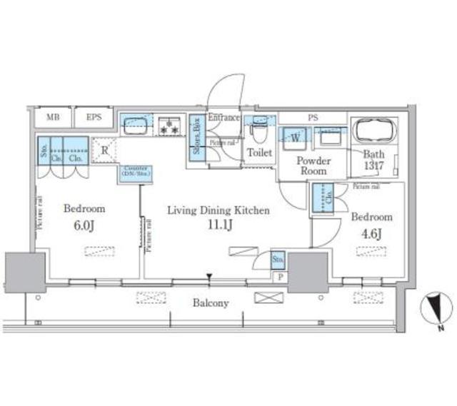 パークアクシス東陽町・親水公園(2LDK/7階)の間取り写真