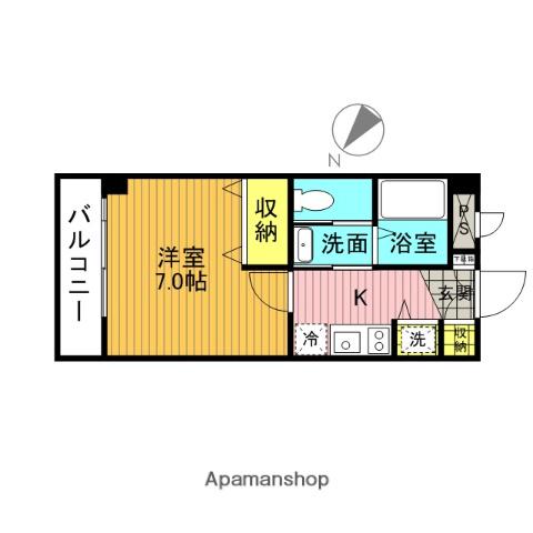 ツインアドレスライト館(1K/1階)の間取り写真