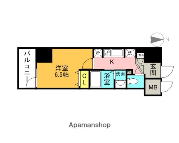 ライジングプレイスKAMEIDO(1K/7階)の間取り写真