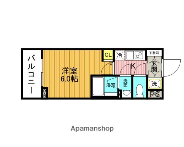 ライジングプレイス綾瀬(1K/4階)の間取り写真