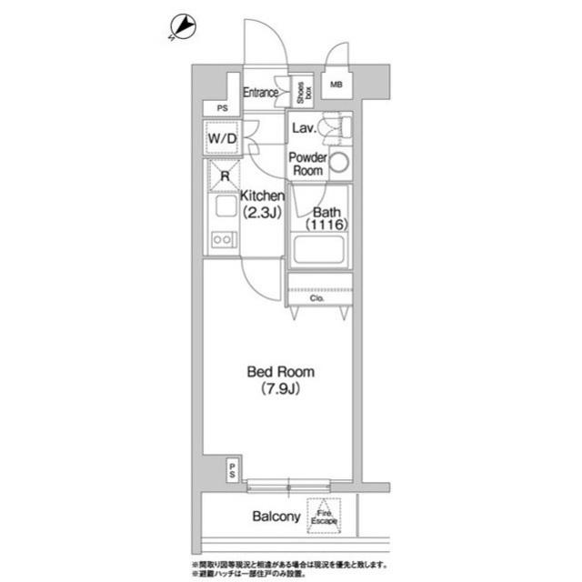 コンフォリア豊洲(1K/1階)の間取り写真