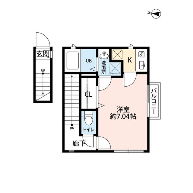 アムールメゾン(1K/2階)の間取り写真