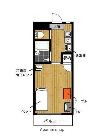 YM平井2(1K/1階)の間取り写真