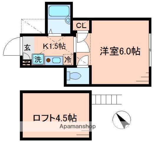 マーキュリー平井(ワンルーム/1階)の間取り写真