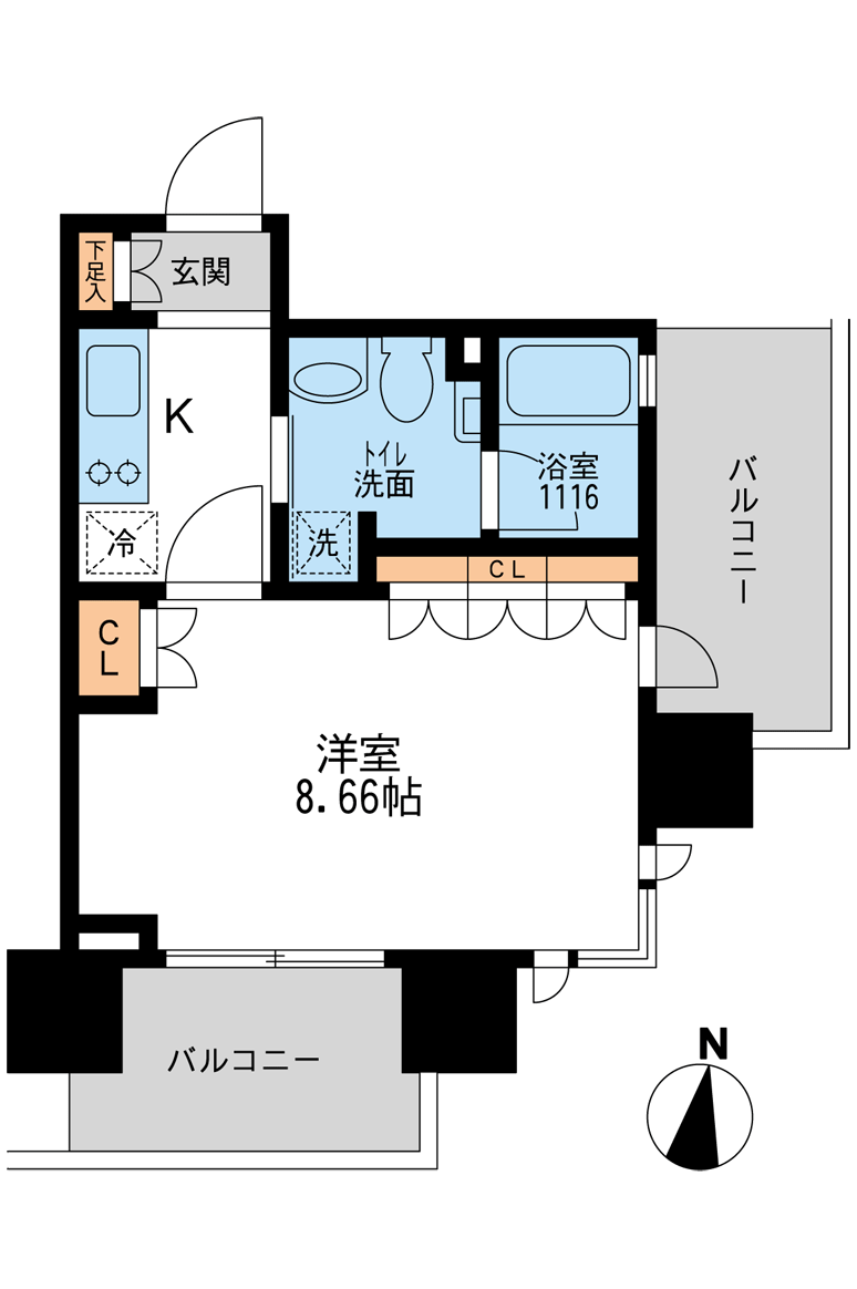 アーデン清澄白河(1K/4階)の間取り写真