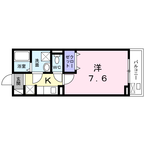 システィコート(1K/2階)の間取り写真