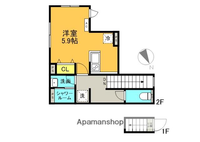 リブ・フォース(ワンルーム/2階)の間取り写真