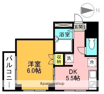 アクアハウス(1DK/3階)の間取り写真