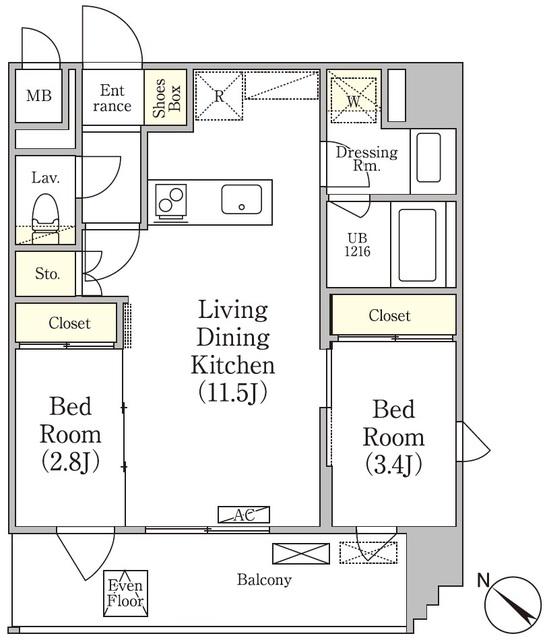 エル・セレーノ押上(2LDK/8階)の間取り写真